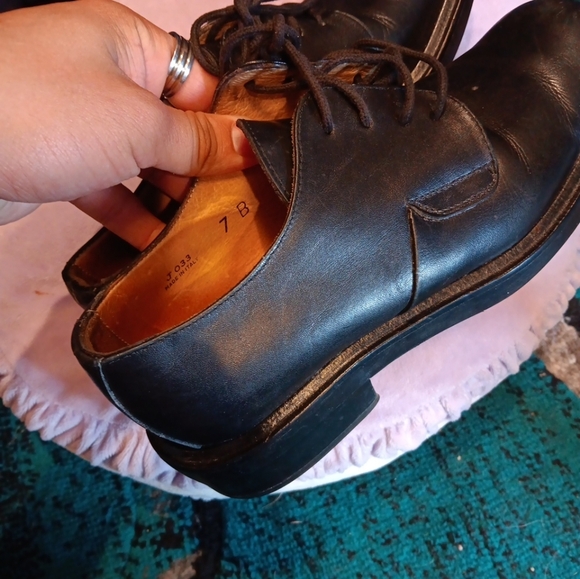 Coach Oxford Lace Shoes J 033 Black Wool Upper & Leather Lining Women's 7B - Picture 6 of 7